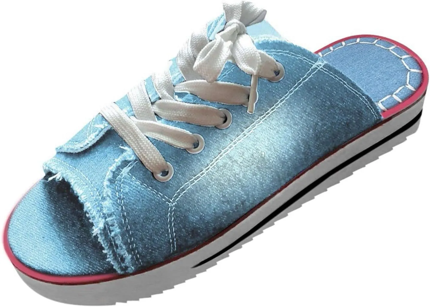 Womens Sandals 2025 Denim Lace-up Casual Flat Sandals Summer Fashion Slide Slipper Sandals