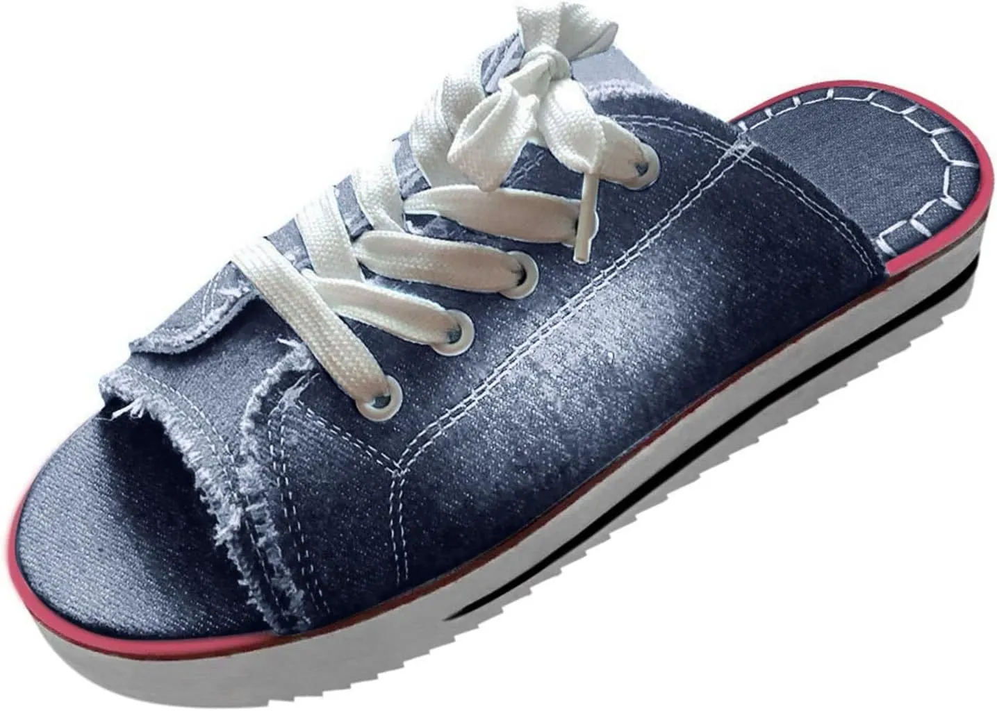 Womens Sandals 2025 Denim Lace-up Casual Flat Sandals Summer Fashion Slide Slipper Sandals