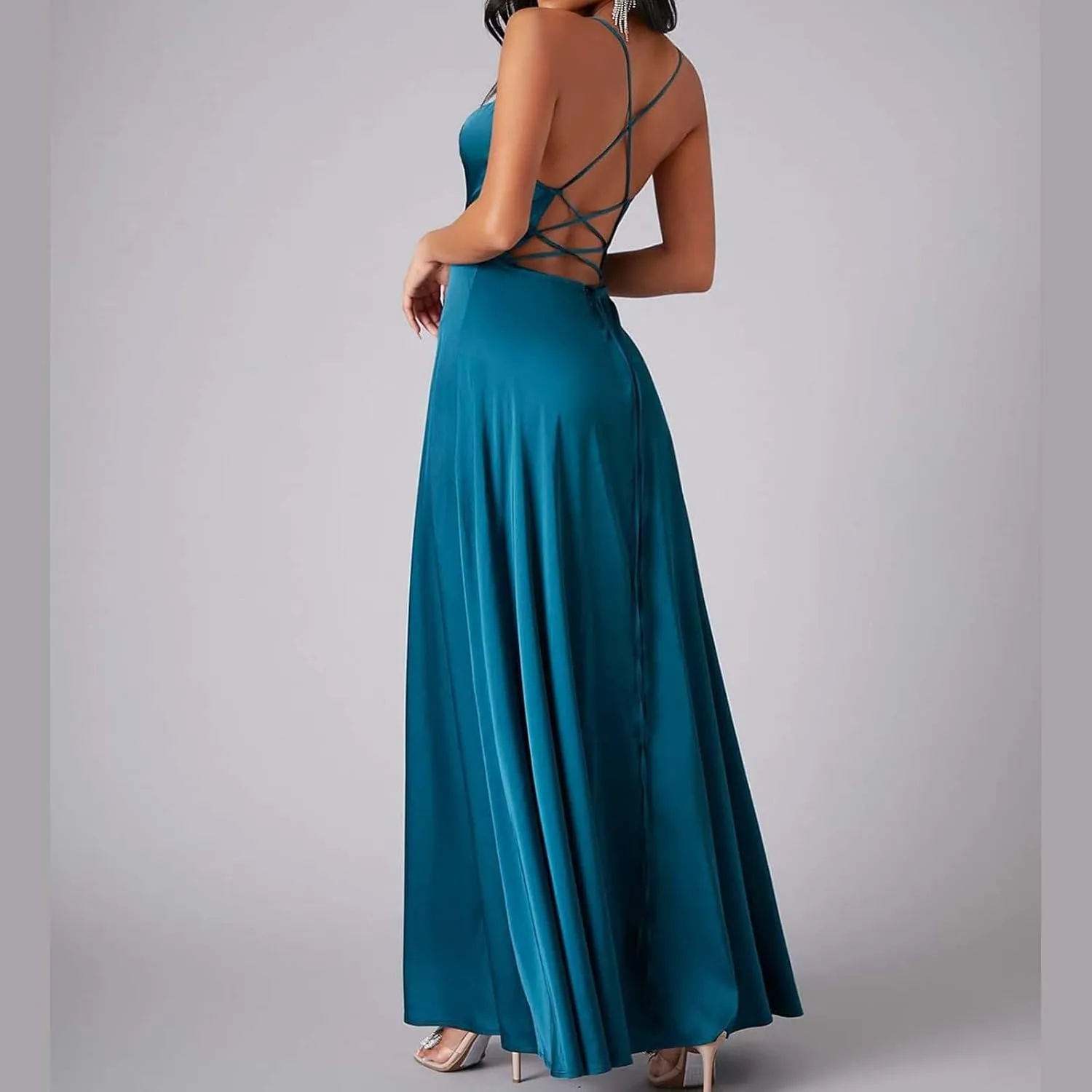 Women's Sexy Lounge Slip Long Dress Elegant Sleeveless Backless Ribbed Bodycon Maxi Dresses Evening Party Slit Long Dresses