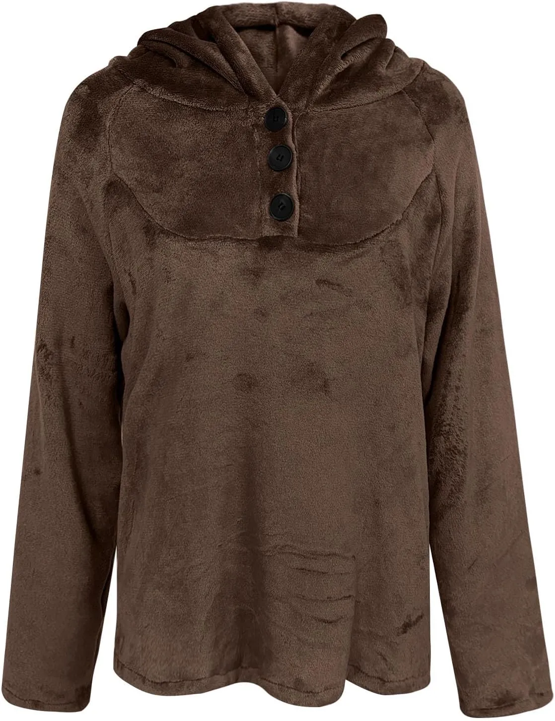 Womens Sherpa Fuzzy Pullover Hoodies Comfy Oversized Sweatshirts With Pockets Button Down Fuzzy Warm Sweaters Tops