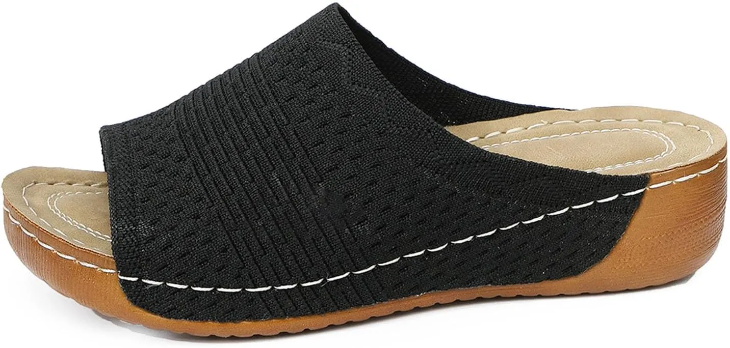 Womens Slippers Arch Support Sandals Summer Beach Sandals Wide Width Wedge Slippers Lightweight Walking Shoes