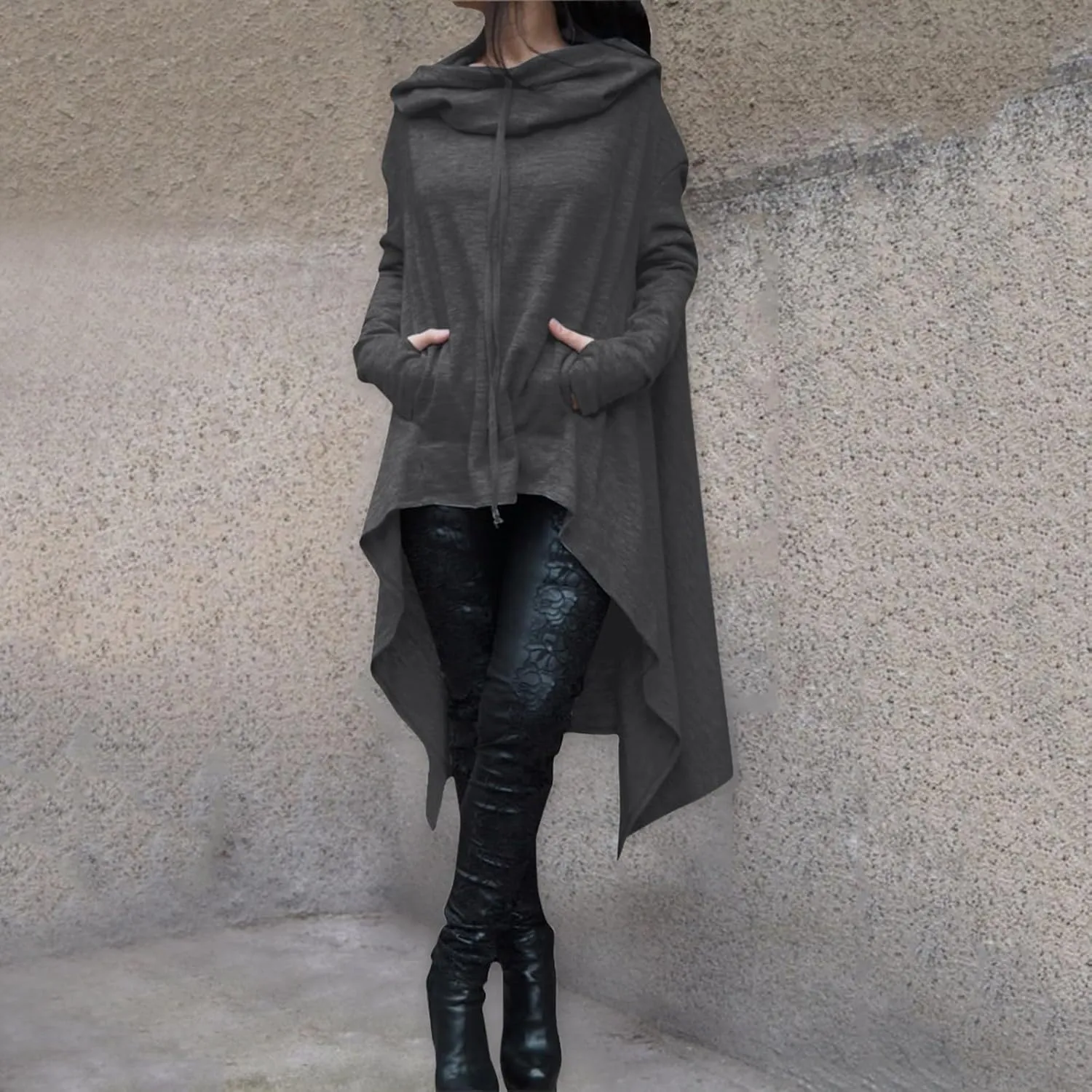 Womens Slub Knit Full-Zip Hoodie Women Loose Hoodie Long Hooded Tops Ladies Sweatshirt Sweaters Casual Fashion