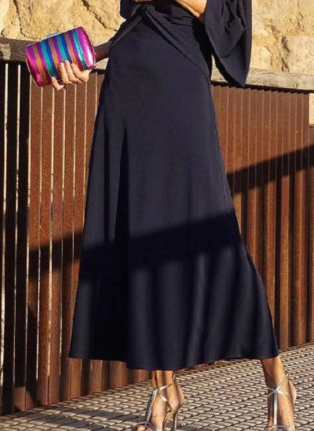 Womens Spring Summer 2025 Trumpet Long Sleeve Front Cross Dress Deep V Neck Flowy Swing Formal Banquet Dress