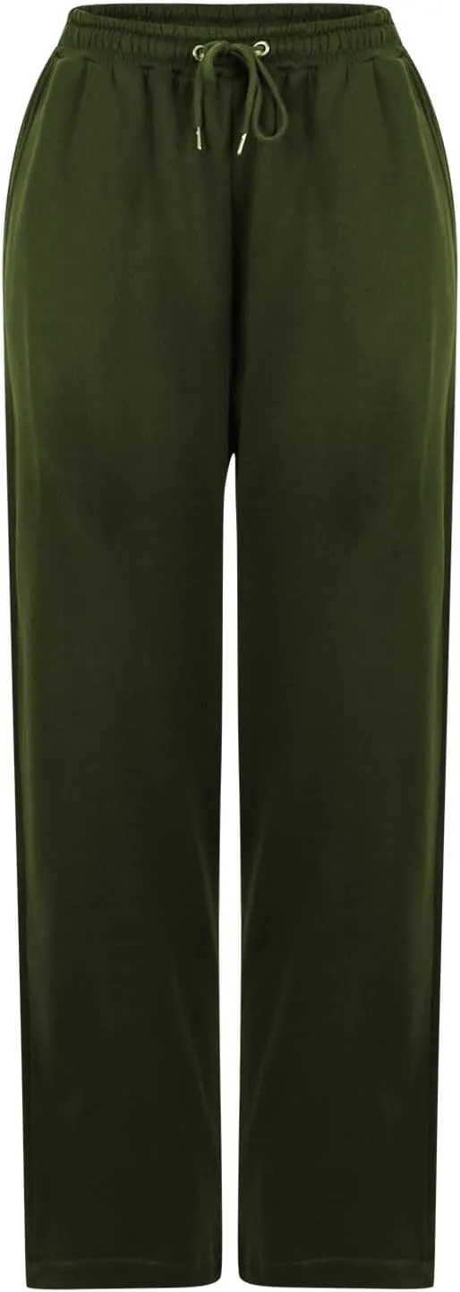 Women's Straight Long Pants Sports Fitness Loose Pants Solid Color Casual Trousers High Waist Trousers with Pocket