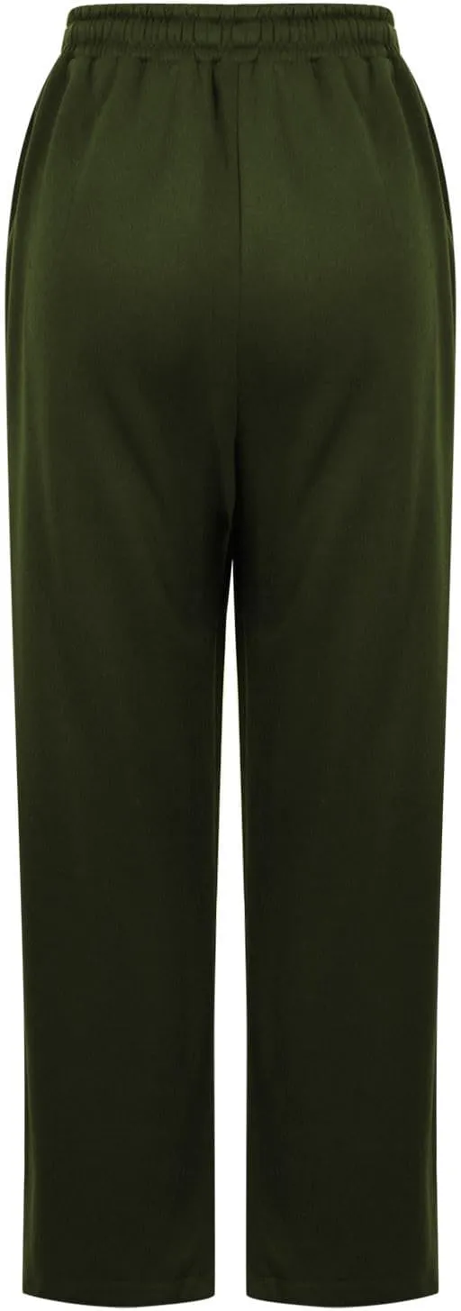 Women's Straight Long Pants Sports Fitness Loose Pants Solid Color Casual Trousers High Waist Trousers with Pocket