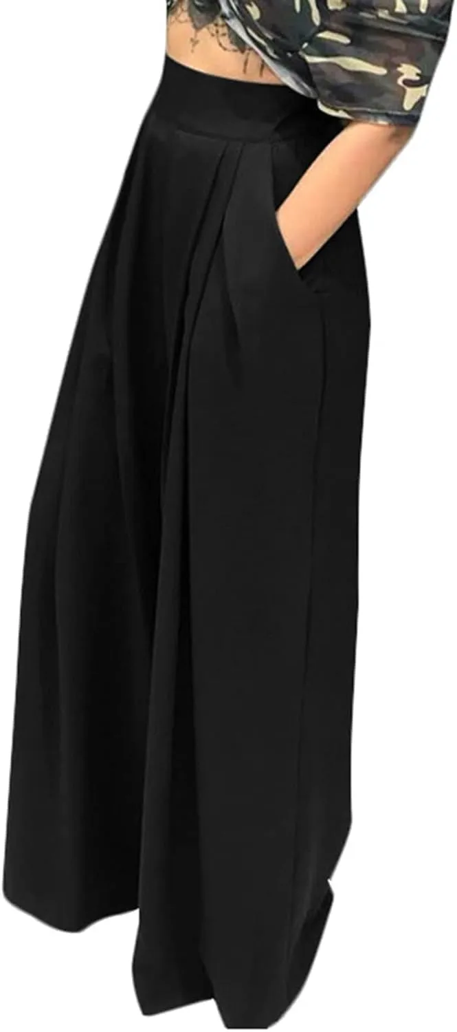 Women's Stretchy Wide Leg Palazzo Lounge Pants Casual Comfy High Waist Pajama Pants