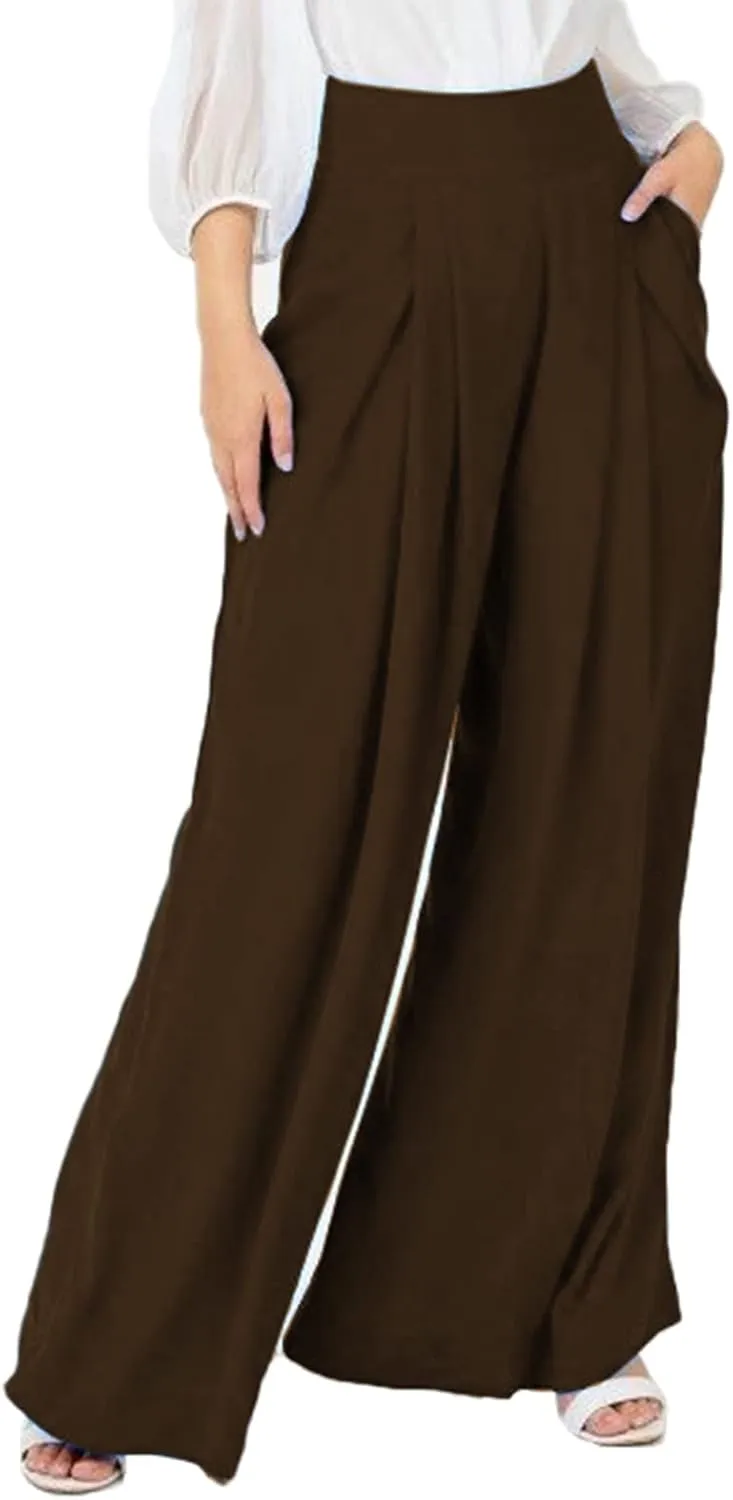 Women's Stretchy Wide Leg Palazzo Lounge Pants Casual Comfy High Waist Pajama Pants