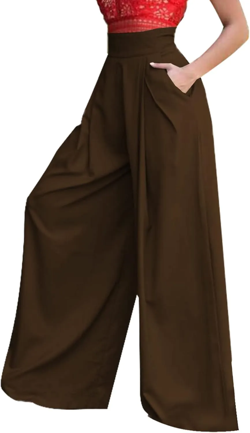 Women's Stretchy Wide Leg Palazzo Lounge Pants Casual Comfy High Waist Pajama Pants