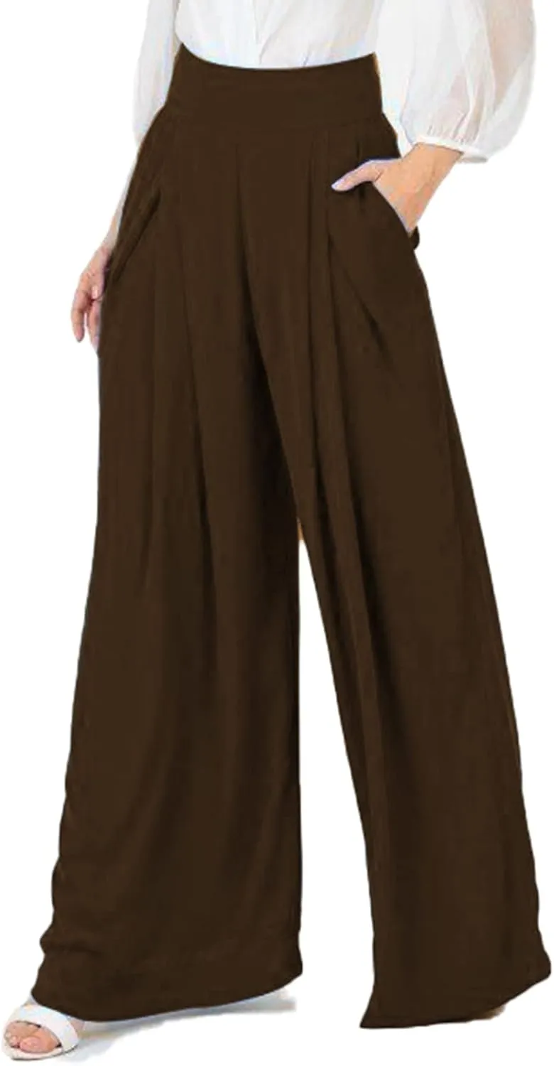Women's Stretchy Wide Leg Palazzo Lounge Pants Casual Comfy High Waist Pajama Pants
