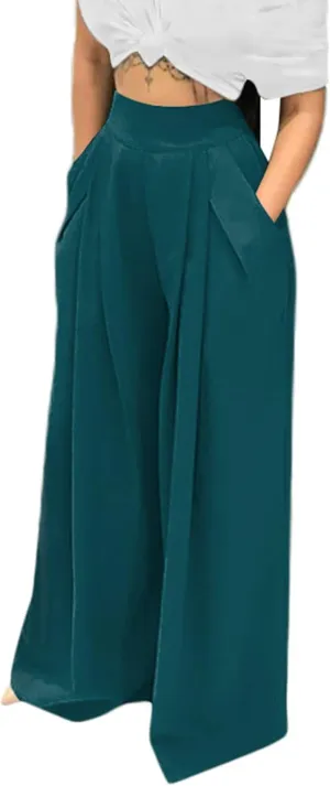 Women's Stretchy Wide Leg Palazzo Lounge Pants Casual Comfy High Waist Pajama Pants