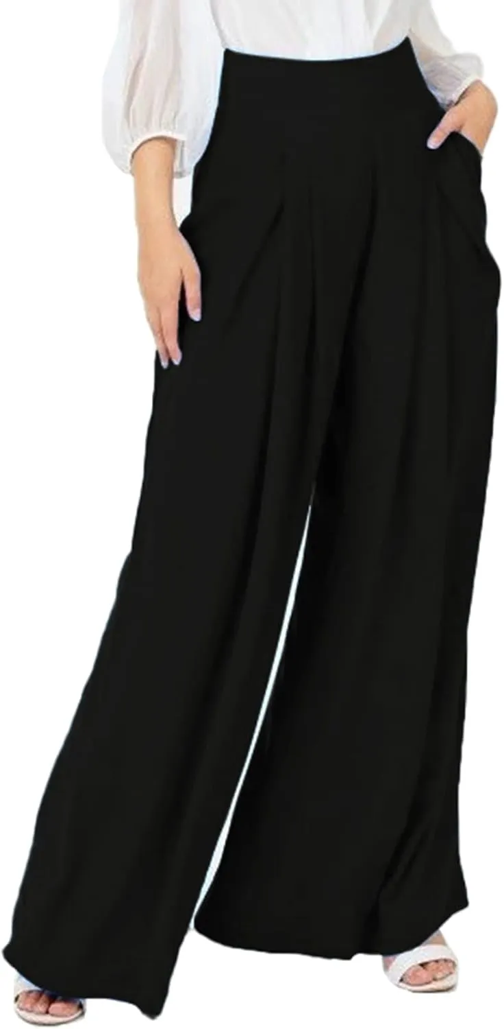 Women's Stretchy Wide Leg Palazzo Lounge Pants Casual Comfy High Waist Pajama Pants