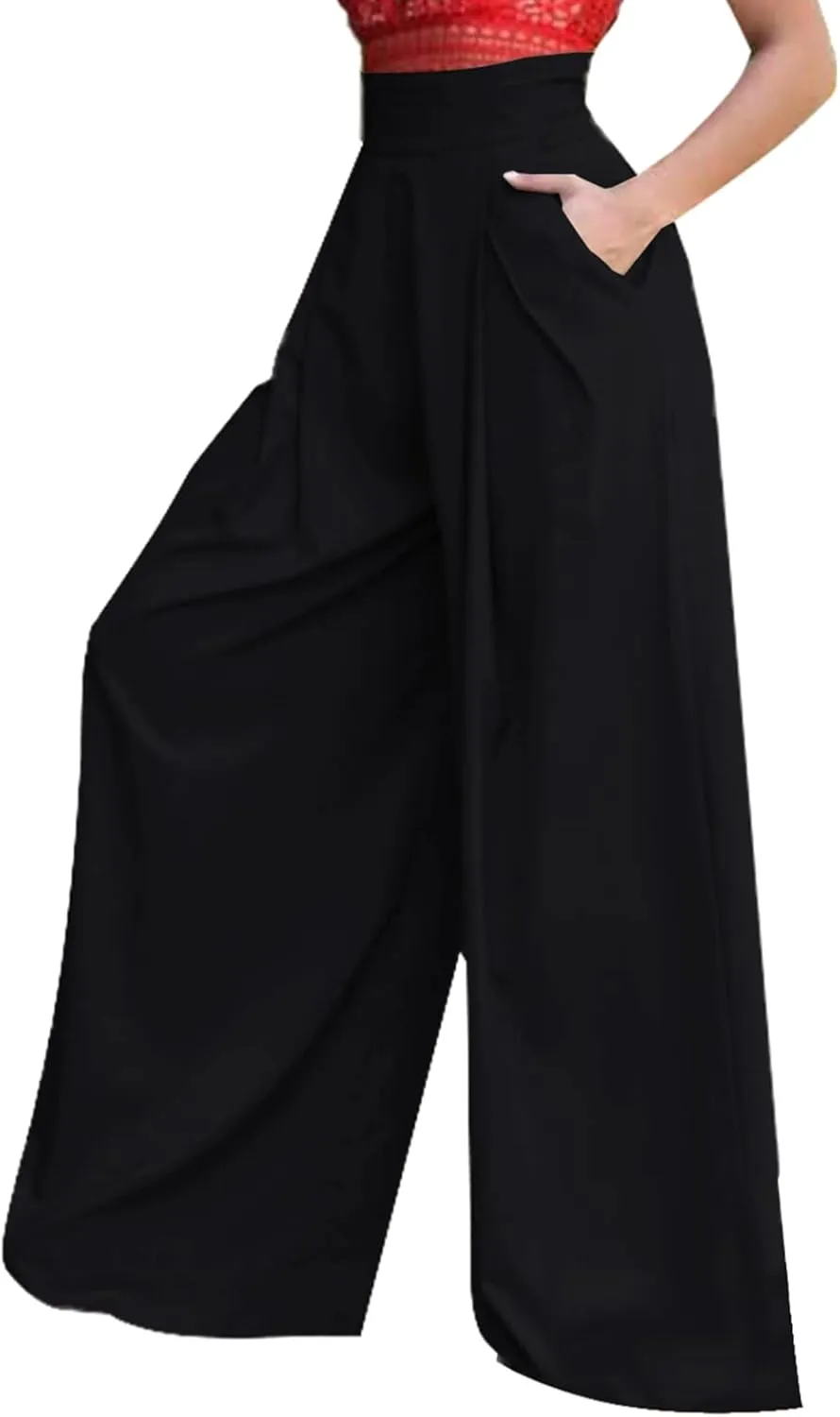 Women's Stretchy Wide Leg Palazzo Lounge Pants Casual Comfy High Waist Pajama Pants