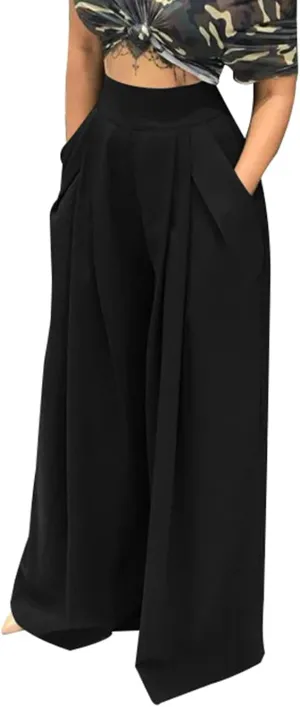 Women's Stretchy Wide Leg Palazzo Lounge Pants Casual Comfy High Waist Pajama Pants