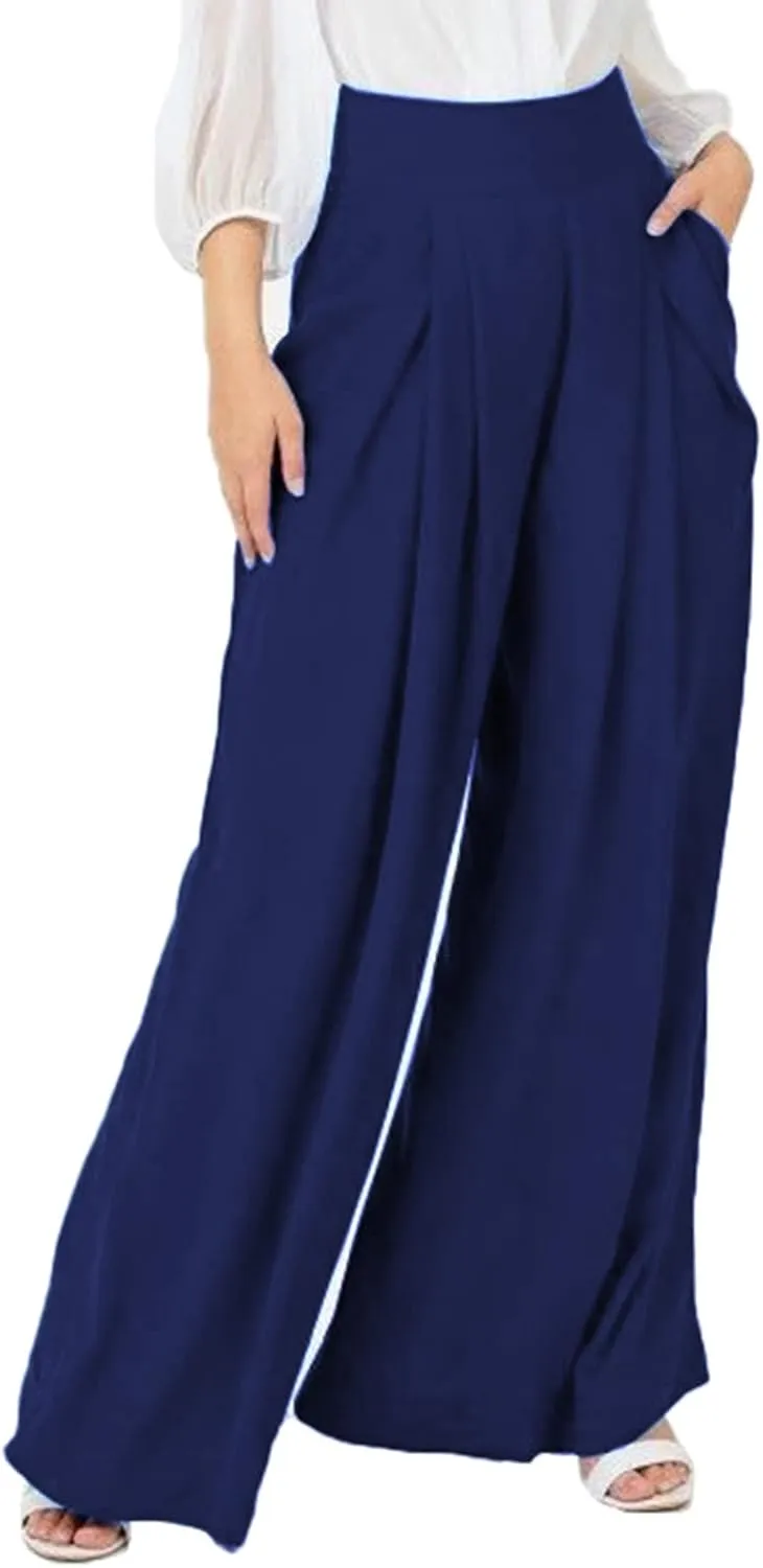 Women's Stretchy Wide Leg Palazzo Lounge Pants Casual Comfy High Waist Pajama Pants