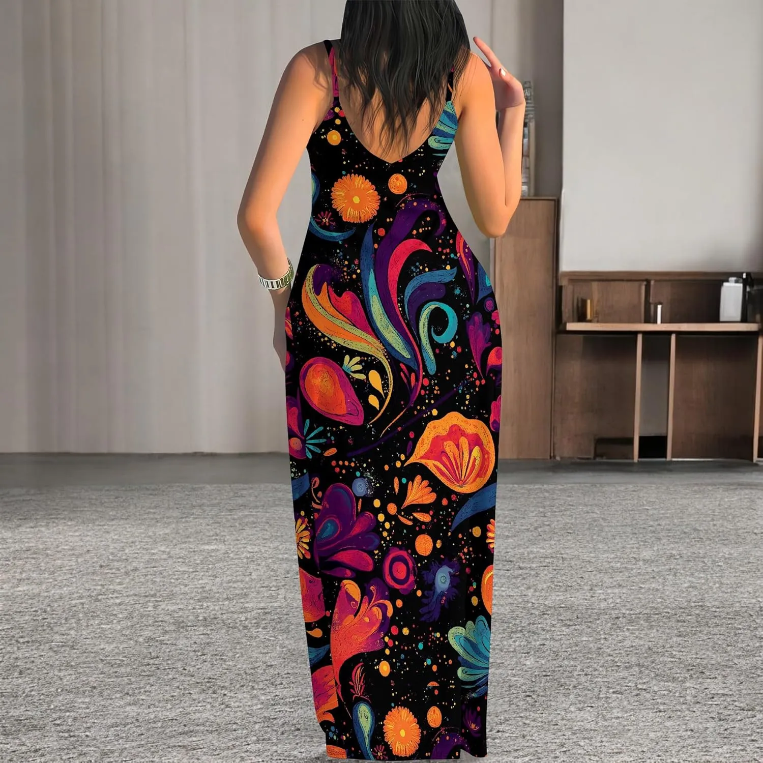 Women's Summer Maxi Dress Long Dress Casual Boho Slip Sexy Slim Sleeveless Spaghetti Strap Tiered Beach Sun Dresses
