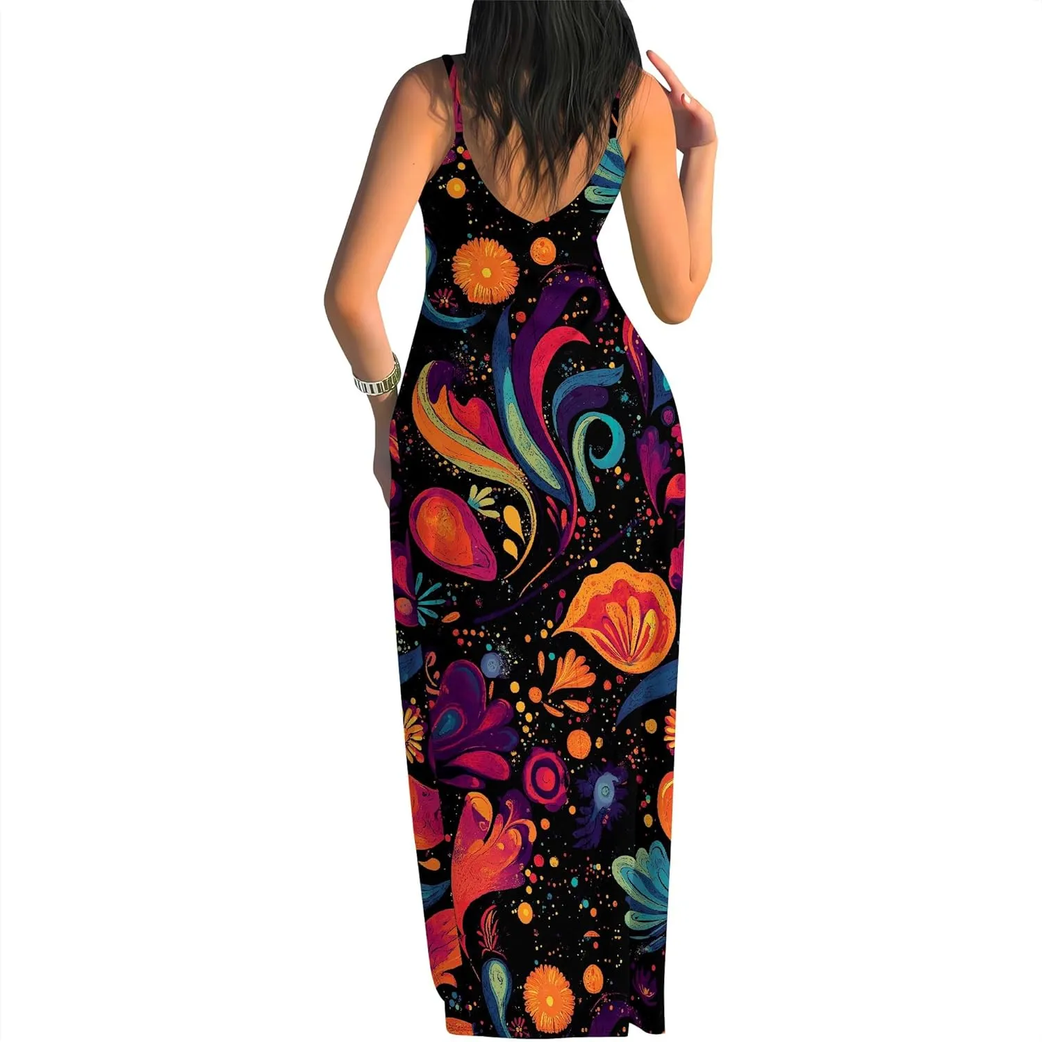 Women's Summer Maxi Dress Long Dress Casual Boho Slip Sexy Slim Sleeveless Spaghetti Strap Tiered Beach Sun Dresses