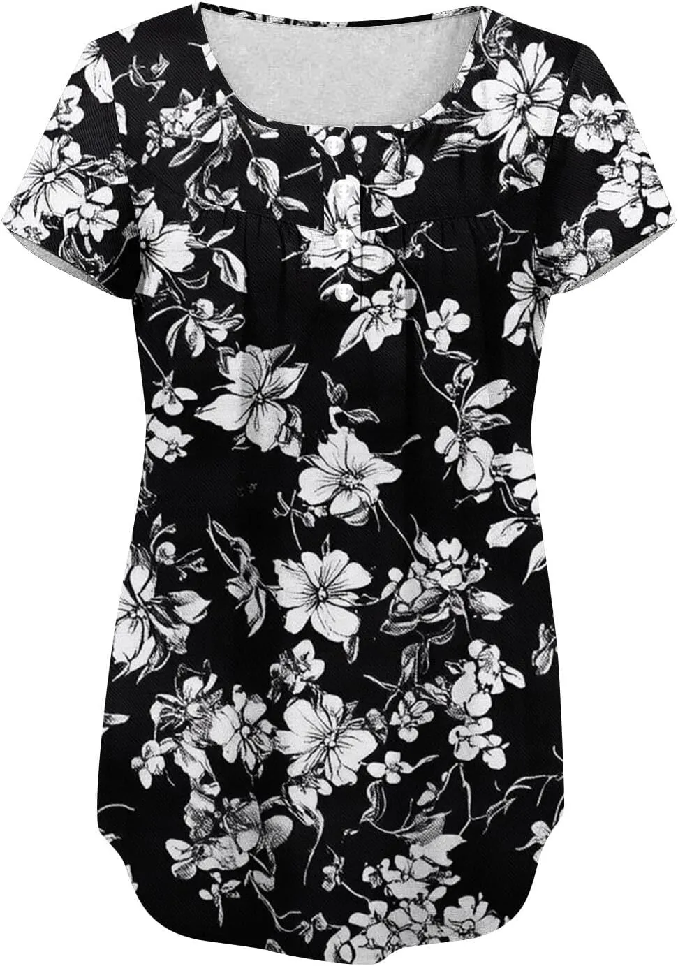 Womens Summer Tops 2025 Trendy Boho Floral Tunic Shirts Short Sleeve Button V Neck Tshirt Dressy Casual Loose Blouses