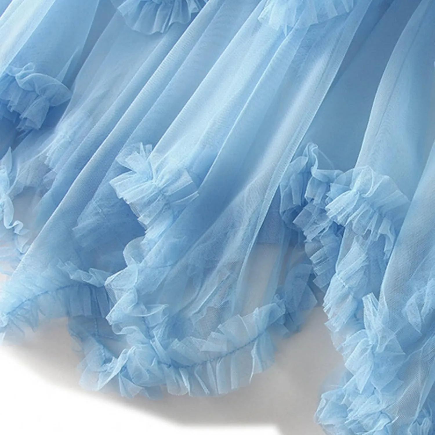 Women's Tulle Skirt,Tutu Skirt,A-Line Mesh Midi Skirtasymmetrical Pleated Elastic High Waist Layered St.