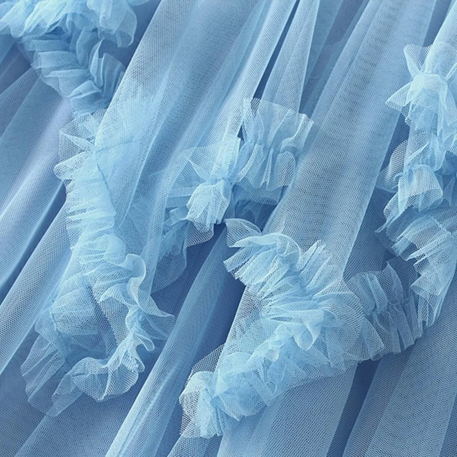 Women's Tulle Skirt,Tutu Skirt,A-Line Mesh Midi Skirtasymmetrical Pleated Elastic High Waist Layered St.