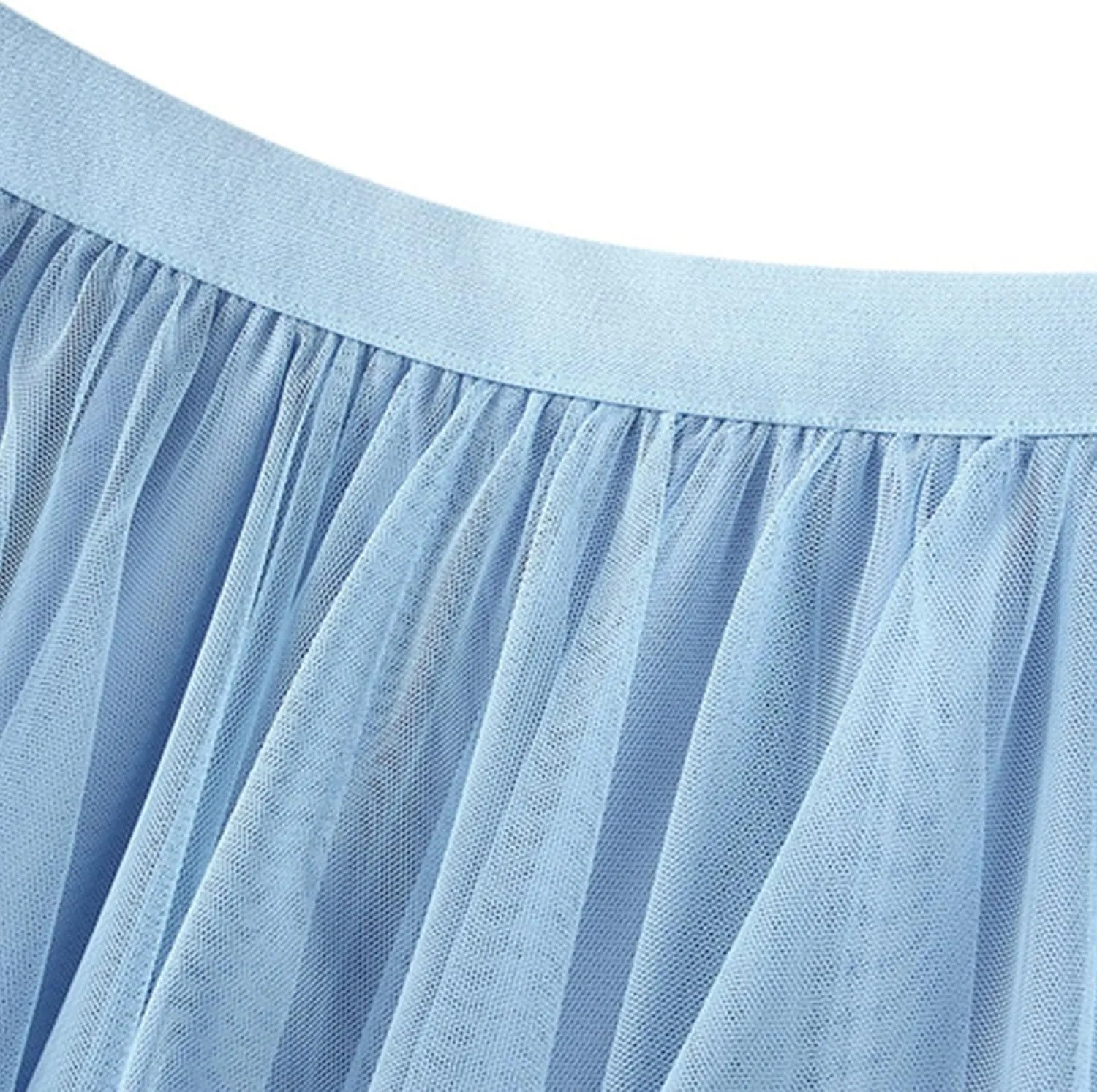 Women's Tulle Skirt,Tutu Skirt,A-Line Mesh Midi Skirtasymmetrical Pleated Elastic High Waist Layered St.