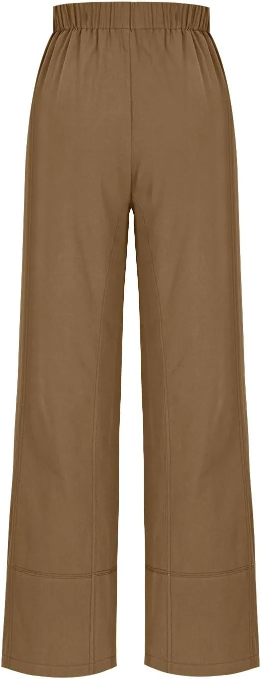 Womens Vintage Baggy Wide Leg Cotton Linen Pants Casual Summer Palazzo Trousers Lounge High Waist Pants with Pockets