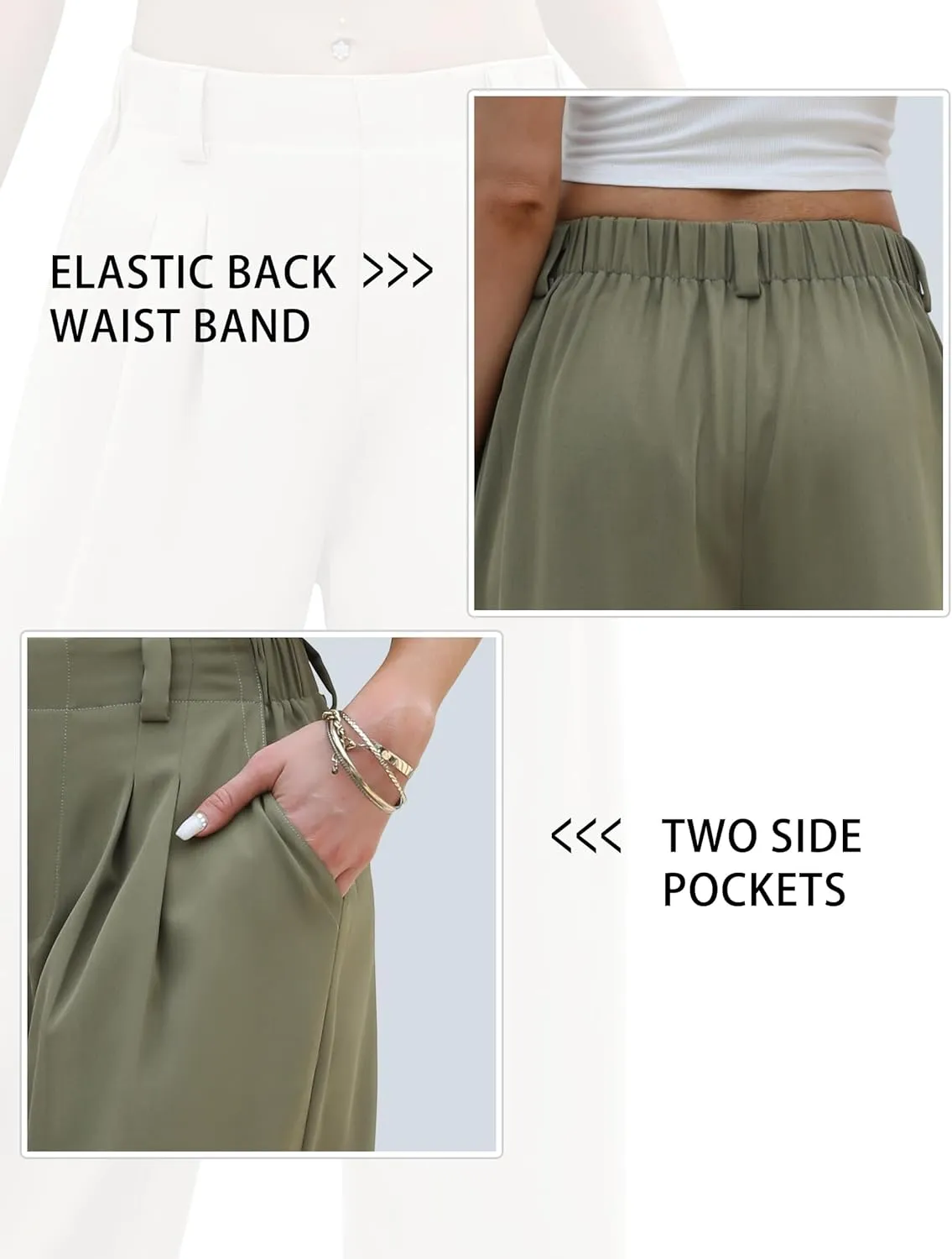 Womens Wide Leg Pants High Waisted Dress Pants Straight Leg Work Office Trousers with Pockets Business Casual Outfits