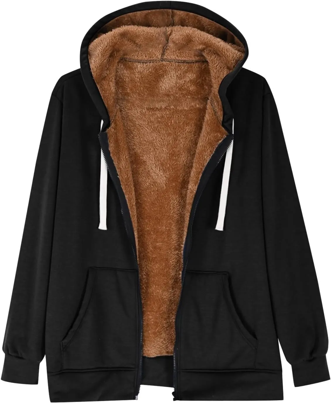 Womens Zip Up Hoodies Fleece Jackets Oversized Sweatshirts Fall Fashion Outfits Sweaters Winter Clothes