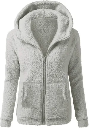 Womens Zip Up Hoodies Lightweight Fleece Lined Fall Winter Coats Comfy Warm Plus Size Sherpa Jackets with Pockets