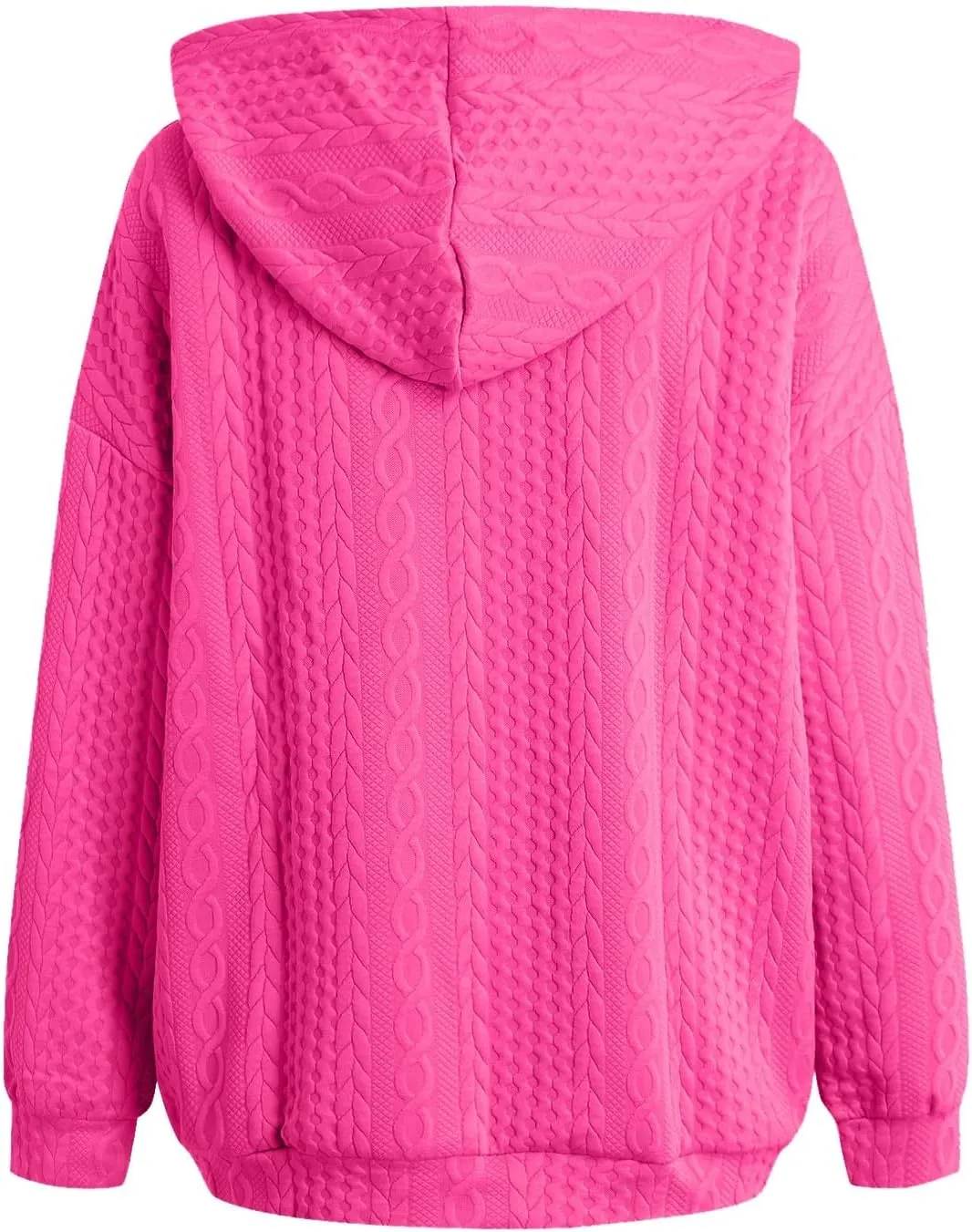 Womens Zip Up Hoodies Plus Size Sweatshirt Long Sleeve Textured Drawstring Zip Jackets Outwear with Pockets