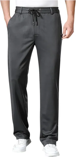 Work Pants for Men Classic Fit Flat Front Pants Lightweight Elastic Waist Golf Trousers with Pockets 2024