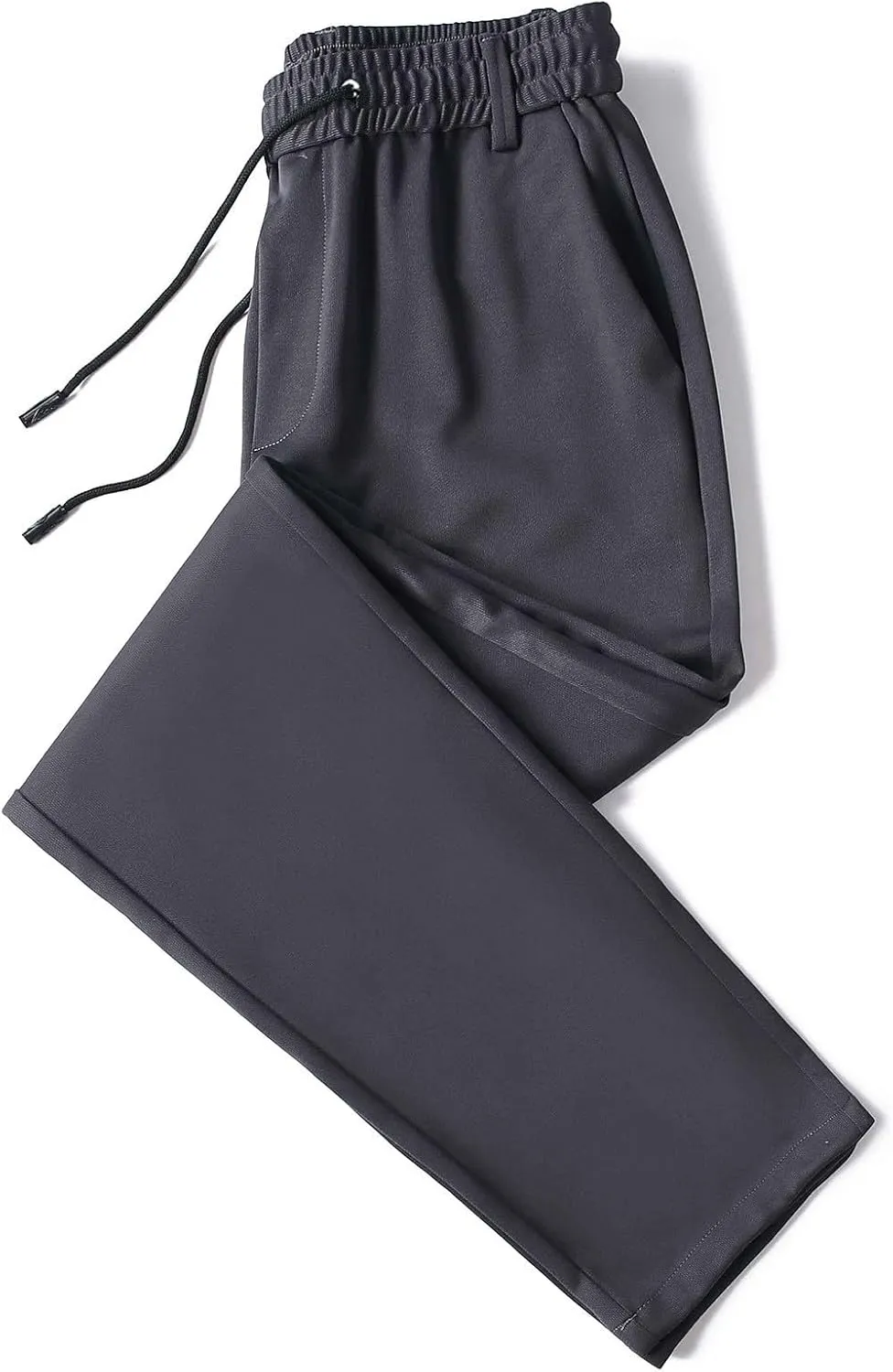 Work Pants for Men Classic Fit Flat Front Pants Lightweight Elastic Waist Golf Trousers with Pockets 2024