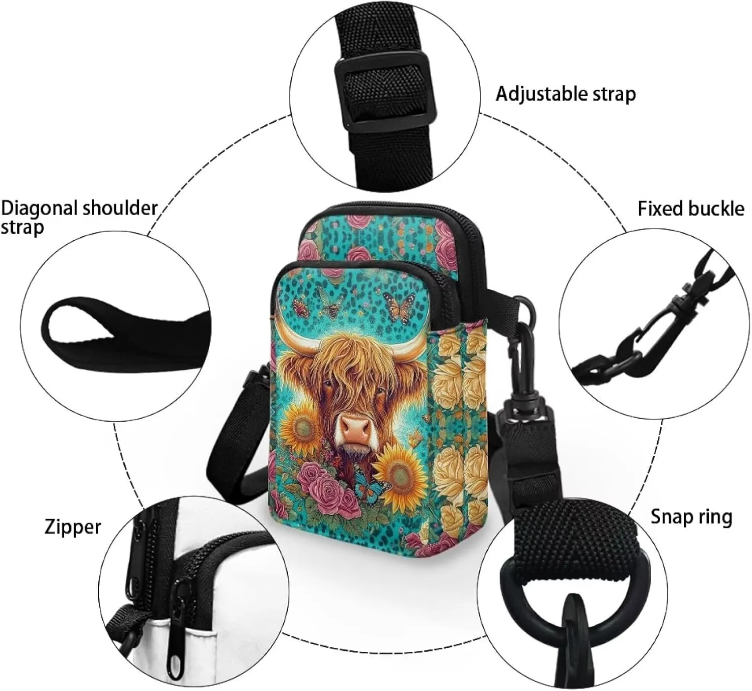 Xpyiqun Crossbody Phone Bag for Purse for Women Canvas Small Sling Shoulder Handbag Cross Body Pouch