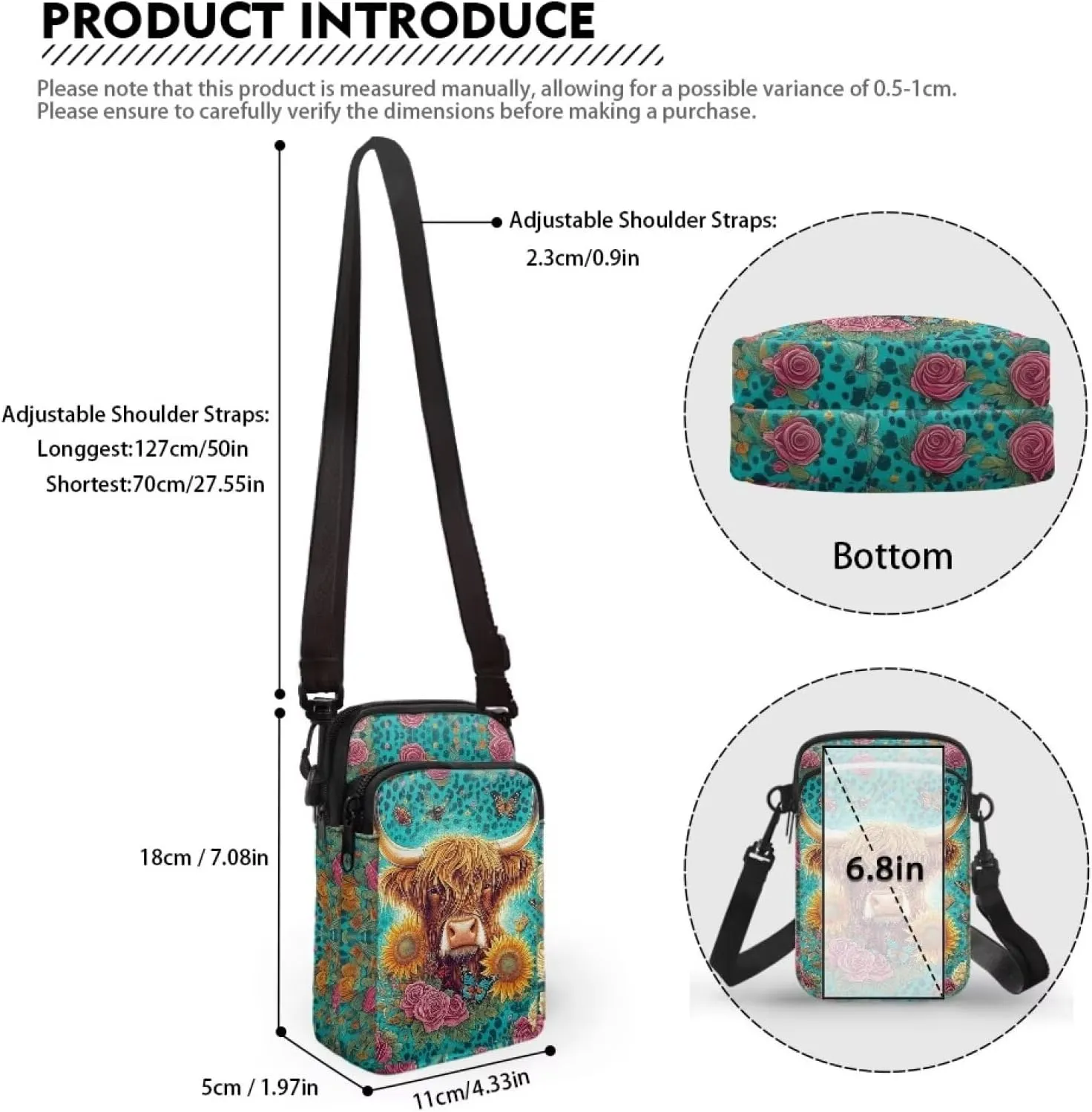 Xpyiqun Crossbody Phone Bag for Purse for Women Canvas Small Sling Shoulder Handbag Cross Body Pouch
