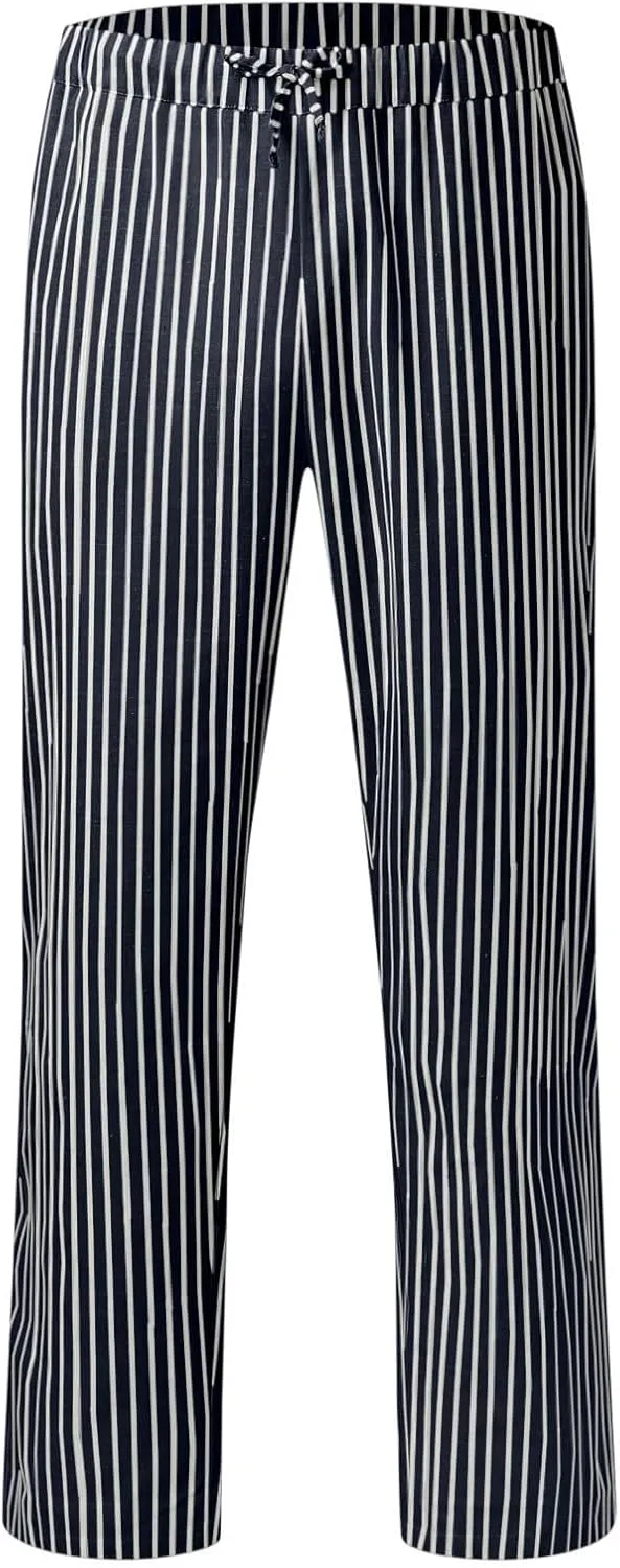 Ymosrh Men's Pants Casual Pants Striped Drawstring Loose Fit Pants Lounge, M-2XL