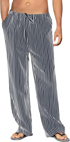 Ymosrh Men's Pants Casual Pants Striped Drawstring Loose Fit Pants Lounge, M-2XL
