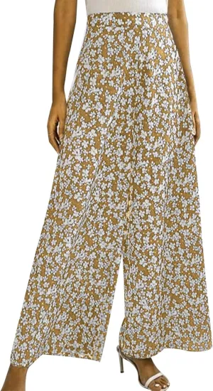 YOLAI Women's Floral Print Loose Pants Casual Lightweight Wide Leg Trousers Long Palazzo Pants