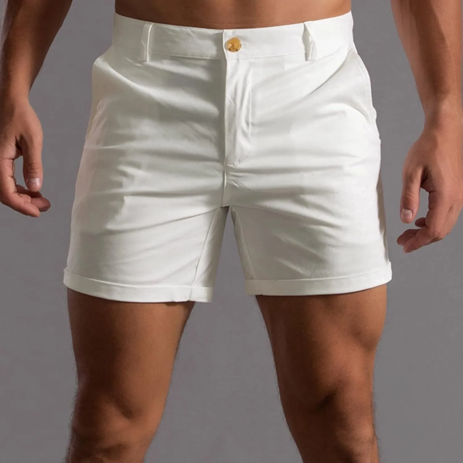 ZDOO Mens Flat Front Shorts Straight Leg Short Dress Pants Slim Fit Stretch Chino Shorts Business Casual Walk Shorts