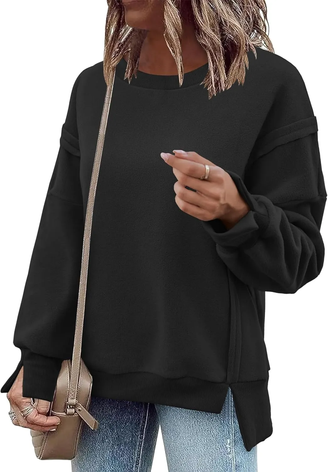 Zeagoo Women's Sherpa Fleece Jacket Pullover Crewneck Fuzzy Sweatshirts Long Sleeve Warm Thick Fall Winter Coats