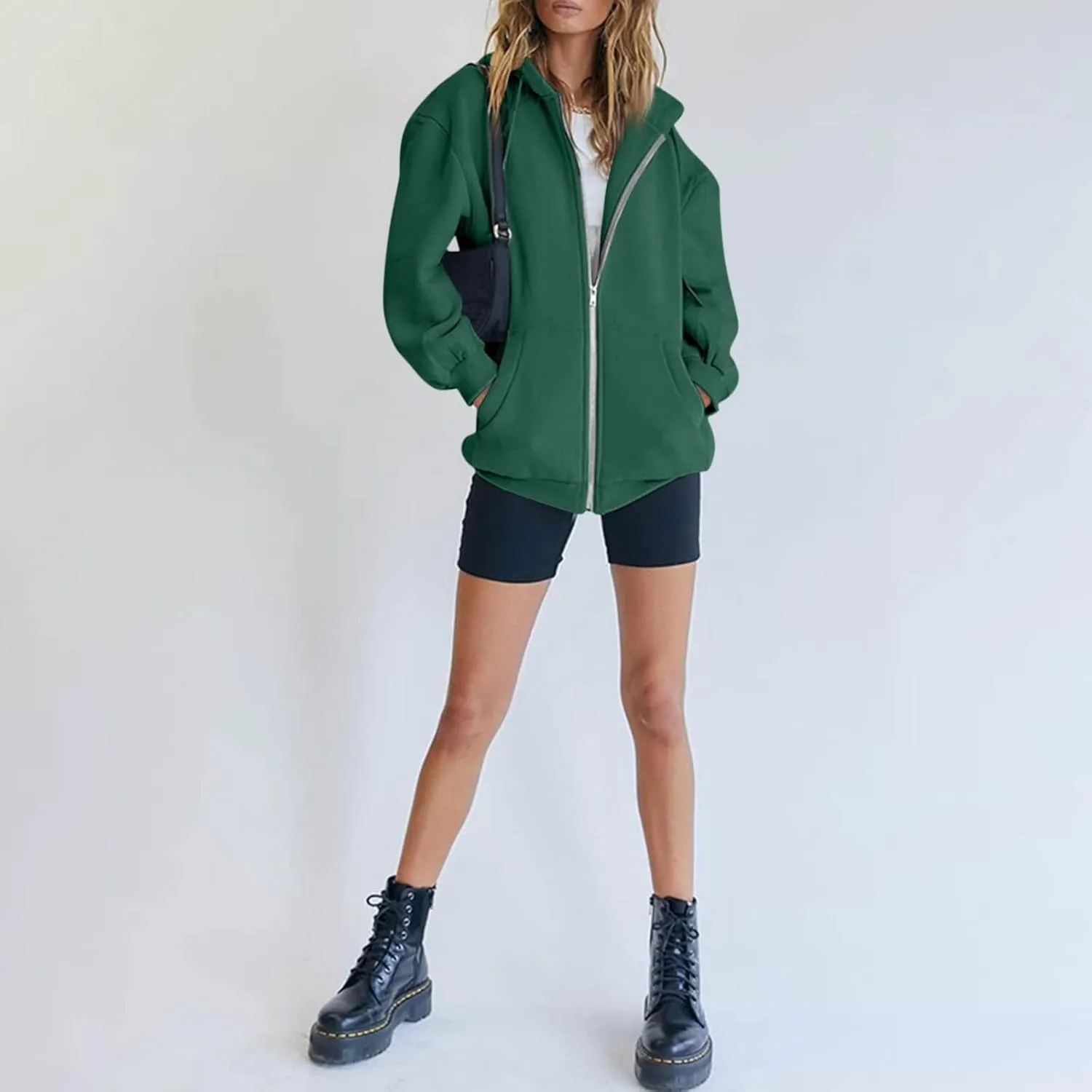 Zip Up Hoodie Women Y2k Long Sleeve Drawstring Hooded Overiszed Sweatshirt Casual Comfy Soft Fall Jackets 2024