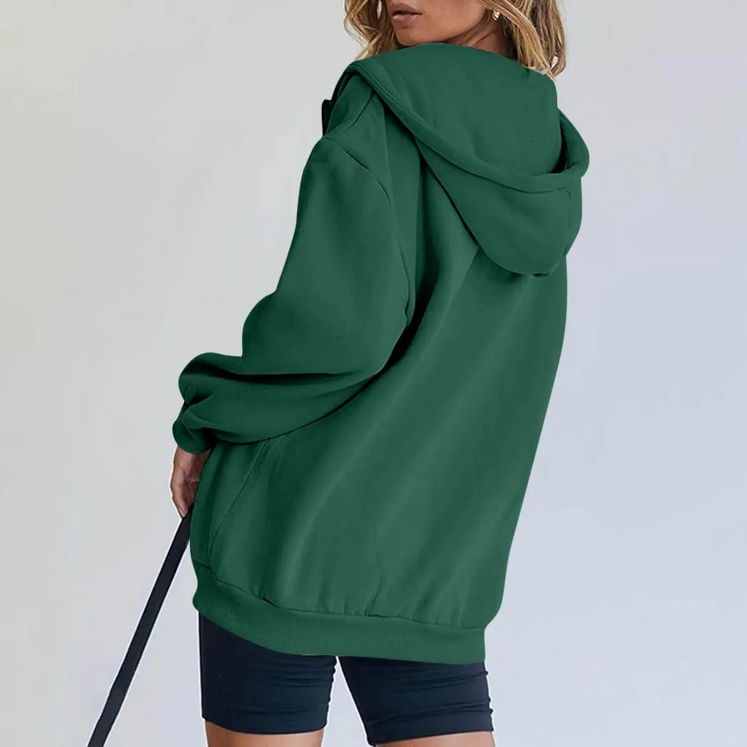 Zip Up Hoodie Women Y2k Long Sleeve Drawstring Hooded Overiszed Sweatshirt Casual Comfy Soft Fall Jackets 2024