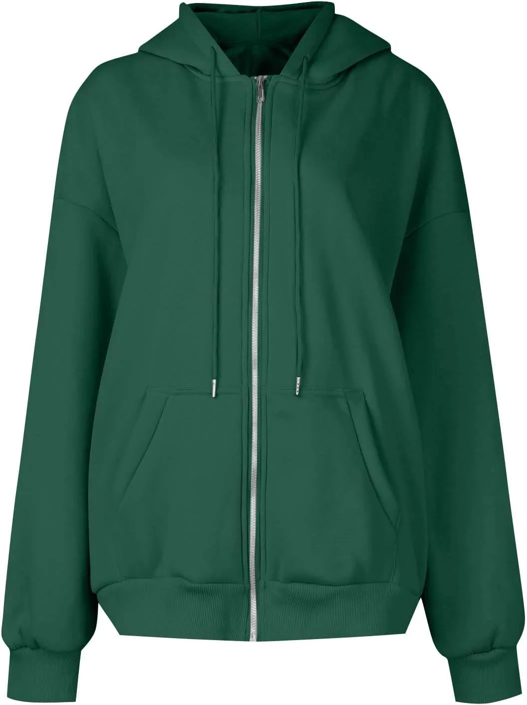 Zip Up Hoodie Women Y2k Long Sleeve Drawstring Hooded Overiszed Sweatshirt Casual Comfy Soft Fall Jackets 2024