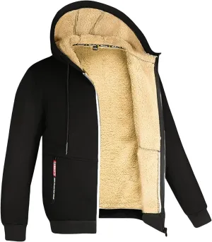 ZWRXW Hoodies for Men Full Zip Heavyweight Fleece Sherpa Lined Sweatshirt Winter Warm Jacket Casual Work Coat with Pocket