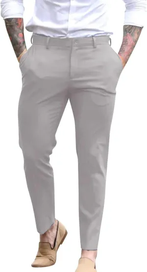 ZYXTIM Men's Classic Fit Flat-Front Work Dress Pant Expandable Waist Slim Fit Open Bottom Chino Pants Slacks with Pockets