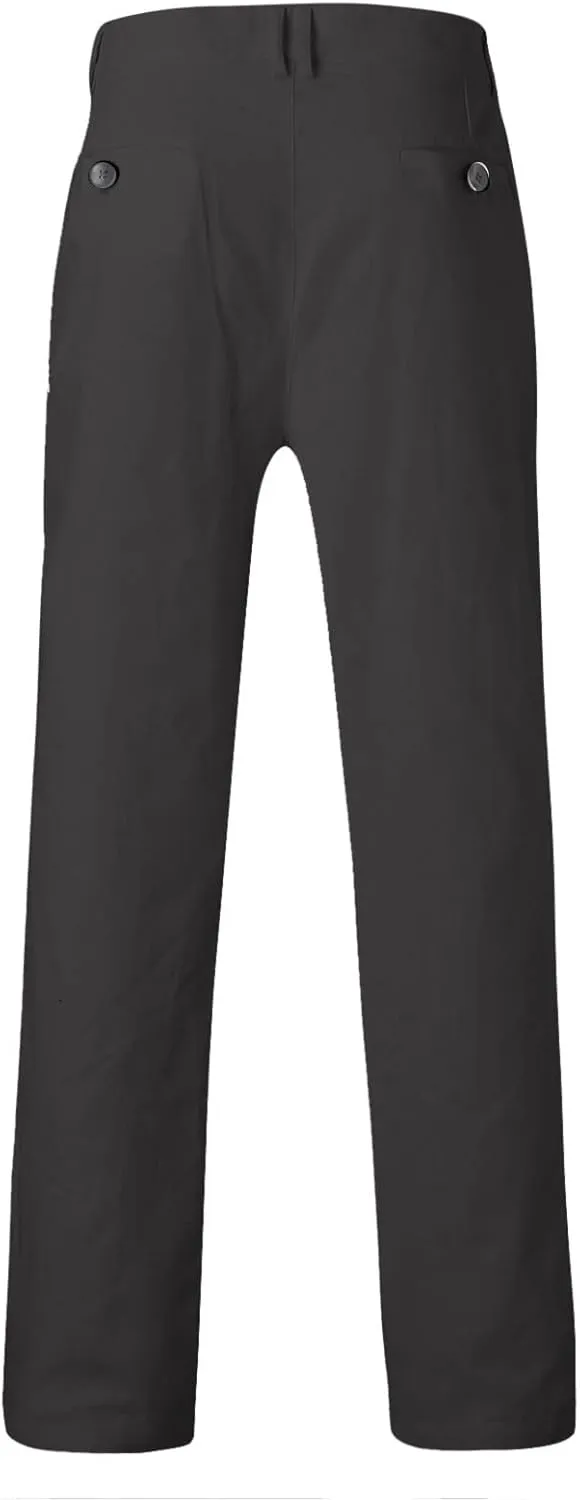 ZYXTIM Men's Classic Fit Flat-Front Work Dress Pant Expandable Waist Slim Fit Open Bottom Chino Pants Slacks with Pockets