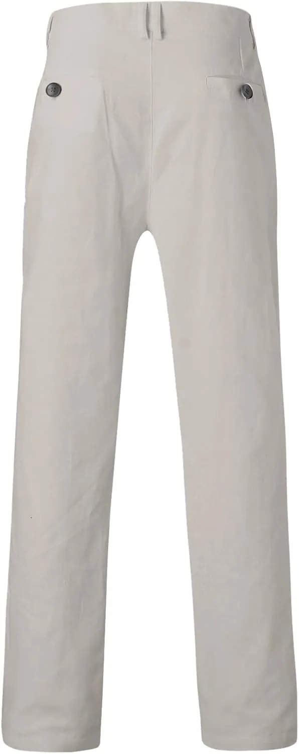 ZYXTIM Men's Classic Fit Flat-Front Work Dress Pant Expandable Waist Slim Fit Open Bottom Chino Pants Slacks with Pockets