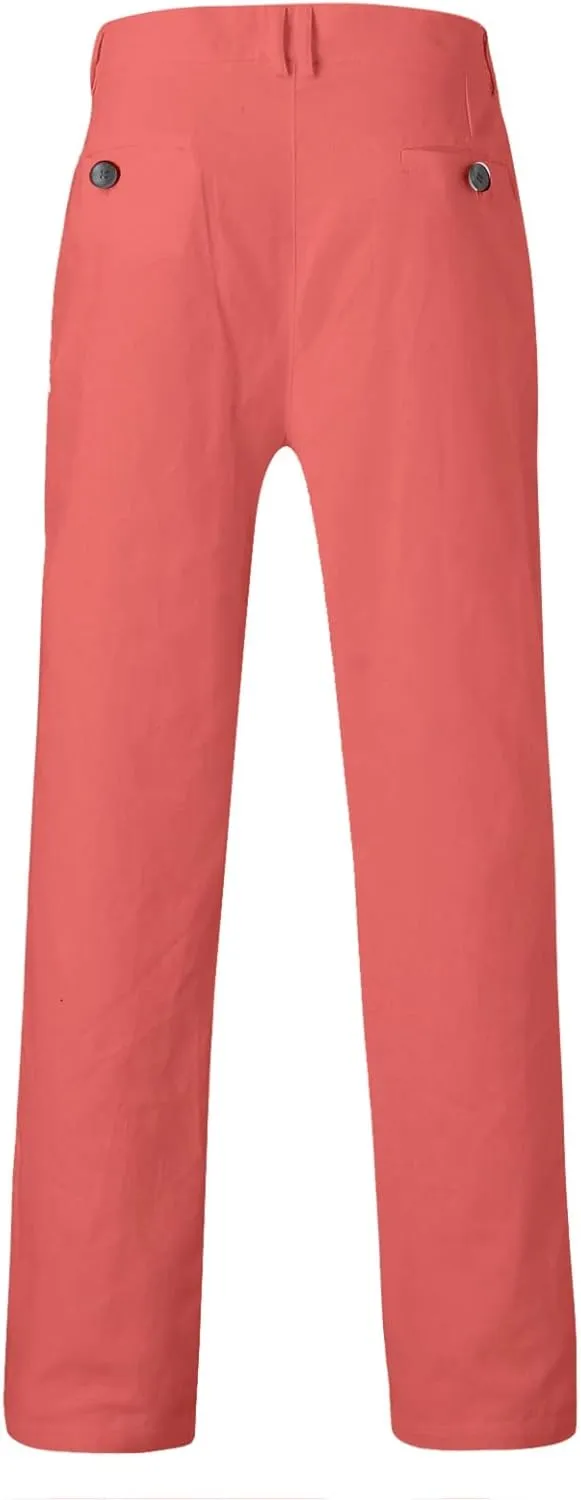 ZYXTIM Men's Classic Fit Flat-Front Work Dress Pant Expandable Waist Slim Fit Open Bottom Chino Pants Slacks with Pockets