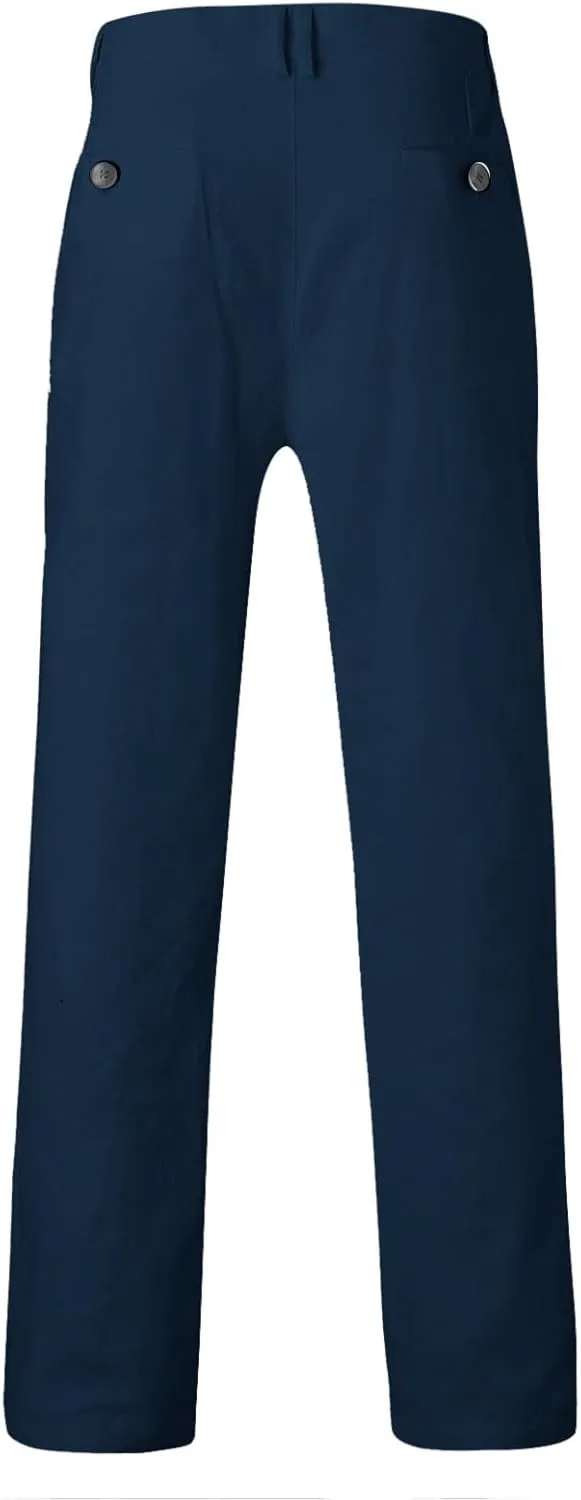 ZYXTIM Men's Classic Fit Flat-Front Work Dress Pant Expandable Waist Slim Fit Open Bottom Chino Pants Slacks with Pockets