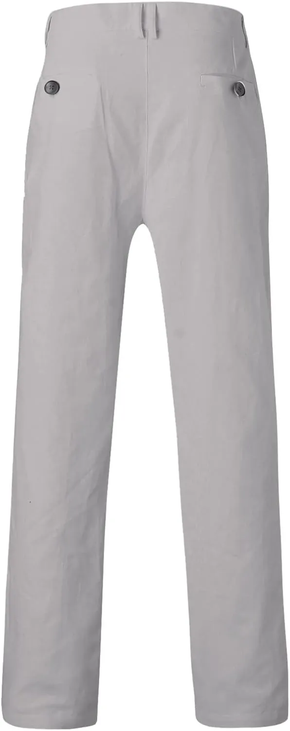 ZYXTIM Men's Classic Fit Flat-Front Work Dress Pant Expandable Waist Slim Fit Open Bottom Chino Pants Slacks with Pockets